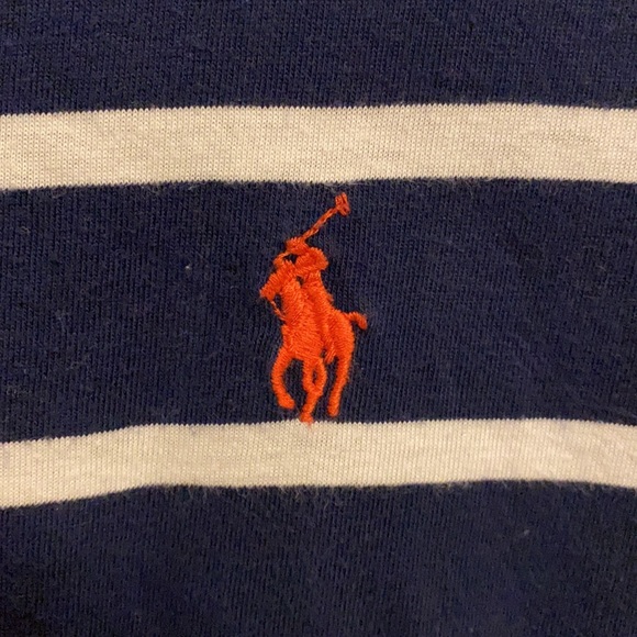 Blue and white striped Polo top. Size L - Picture 4 of 4